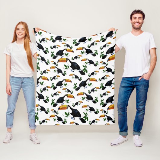Tropische Toekans - Speelse Jungle Fleece Deken (In situ)