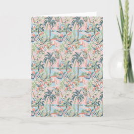 Tropische toile-verwelkomingskaart met palmscènes kaart