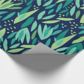 Tropische toneelpatronen voor groen en marineblauw cadeaupapier (Hoek)