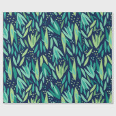 Tropische toneelpatronen voor groen en marineblauw cadeaupapier (Vlak)