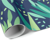 Tropische toneelpatronen voor groen en marineblauw cadeaupapier (Rol Hoek)