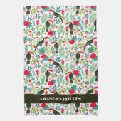 Tropische Toscaanse vogels Tropisch bloempatroon Theedoek (Verticaal)