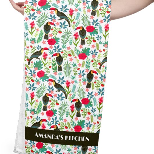 Tropische Toscaanse vogels Tropisch bloempatroon Theedoek