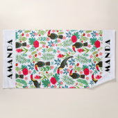 Tropische Toscanen vogels en tropische bloemen pat Strandlaken (Voorkant)