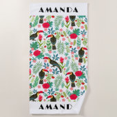 Tropische Toscanen vogels en tropische bloemen pat Strandlaken (Voorkant)