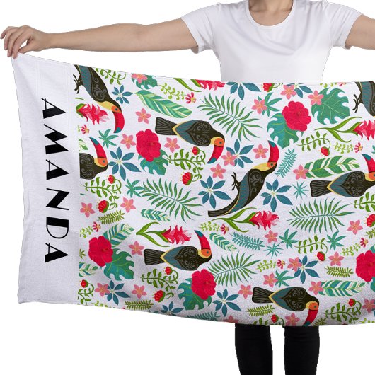 Tropische Toscanen vogels en tropische bloemen pat Strandlaken