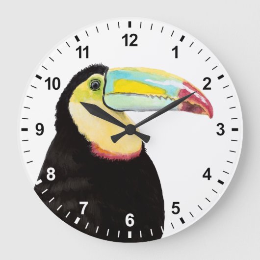 Tropische Toucan Bird Grote Klok (Voorkant)