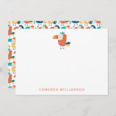 Tropische Toucan Bird Personalized Baby and Kinder Notitiekaartje (Voorkant / Achterkant)