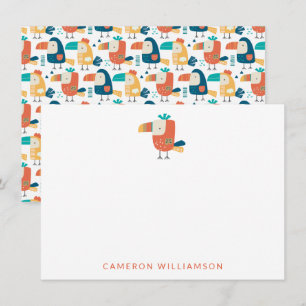 Tropische Toucan Bird Personalized Baby and Kinder Notitiekaartje