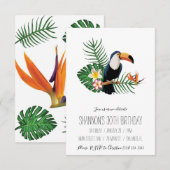Tropische Toucan Birthday Party Kaart (Voorkant / Achterkant)