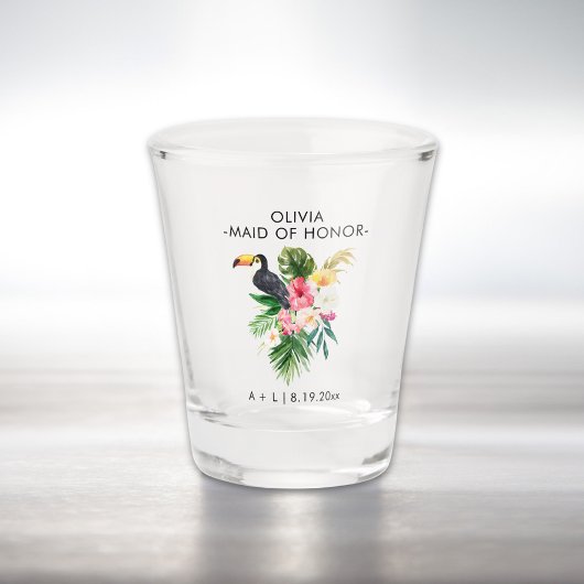 Tropische Toucan bruiloft bruidsmeisje gepersonali Shot Glas