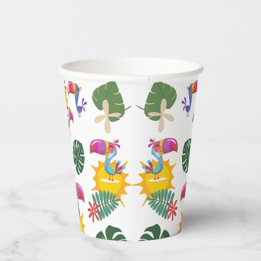 Tropische Toucan Cluster Paper Cup Papieren Bekers (Rechts)