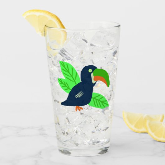 Tropische Toucan en bladeren Glas (Voorkant ijs)