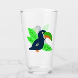 Tropische Toucan en bladeren Glas
