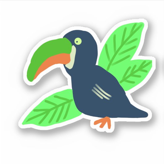 Tropische Toucan en bladeren Sticker (Voorkant)