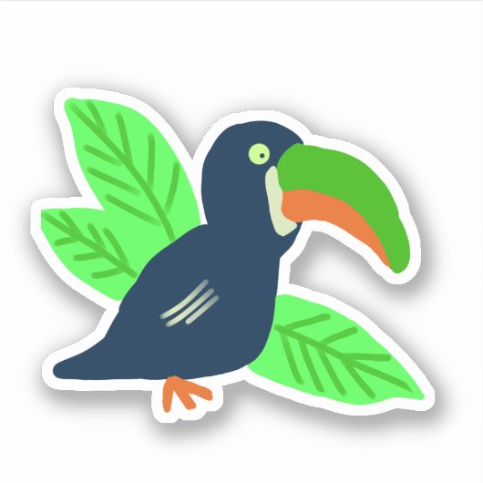 Tropische Toucan en bladeren Sticker (Voorkant)