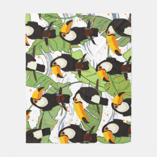 Tropische Toucan, groene palmen,  patroon. Fleece Deken