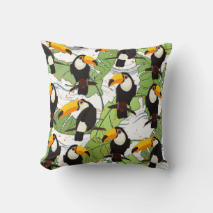 Tropische Toucan, groene palmen,  patroon. Kussen