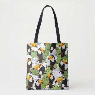 Tropische Toucan, groene palmen, patroon. Tote Bag