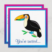 Tropische Toucan Happy Birthday Kaart (Voorkant / Achterkant)