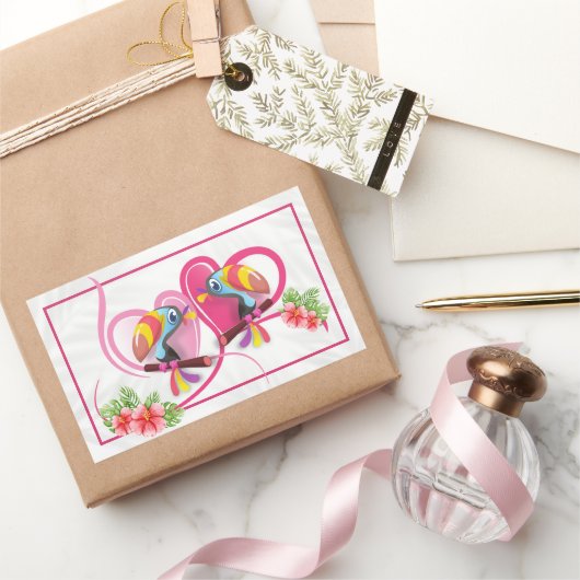 Tropische Toucan Love Rechthoekige Sticker (Geschenken)