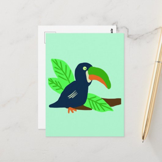 Tropische Toucan op tak Briefkaart (Voorkant / Achterkant in situ)