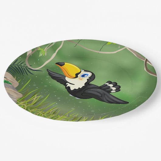 Tropische toucan papieren bordje (Gekanteld)