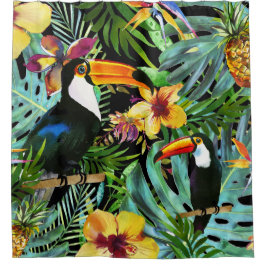 Tropische Toucan Paradise Palm Ananas Modern Douchegordijn