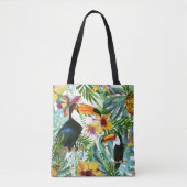 Tropische Toucan Paradise Palm Pineapple Modern Tote Bag (Voorkant)