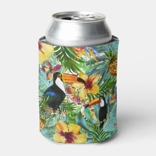 Tropische Toucan Party Palm Ananas Modern Blikjeskoeler (Blikje Voorkant)