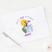 Tropische Toucan Persoonlijke Happy Birthday Ronde Sticker (Envelop)