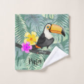 Tropische Toucan Pura Vida design handdoek set (Wasdoekje)