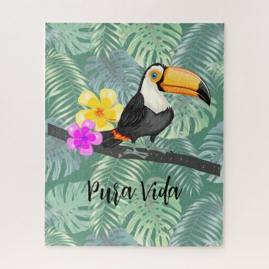 Tropische Toucan Pura Vida Design puzzel (Verticaal)