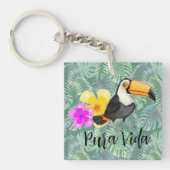 Tropische Toucan Pura Vida Design Sleutelhanger (voorkant)