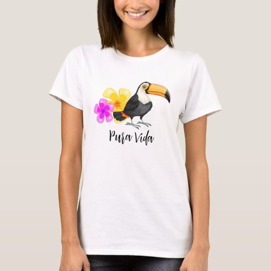 Tropische Toucan Pura Vida Design T-shirt (Voorkant)