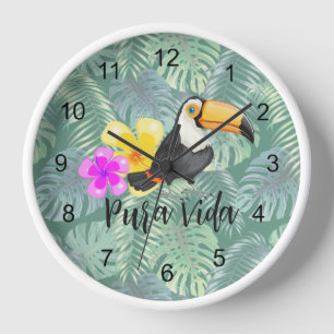 Tropische Toucan Pura Vida design wandklok