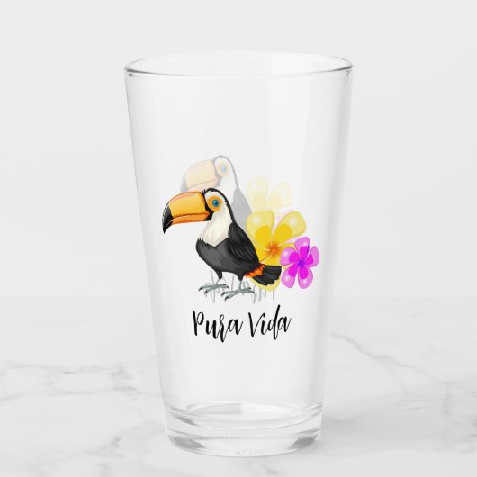 Tropische Toucan Pura Vida Drink glazen tuimelaar (Voorkant)