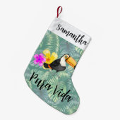 Tropische Toucan Pura Vida Kerstkous Kleine Kerstsok (Voorkant (Hangend))