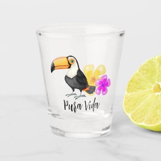 Tropische Toucan Pura Vida Shot Glas (Voorkant)