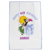 Tropische toucan Specialized Happy Birthday Medium Medium Cadeauzakje (Achterkant)