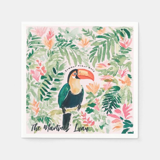 Tropische Toucan Summer Luau Beach Party Servet (Voorkant)