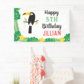 Tropische Toucan Tutti Frutti Fruit Verjaardagsfee Spandoek (Insitu)