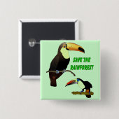 Tropische toucan vierkante button 5,1 cm (Voorkant /achterkant)