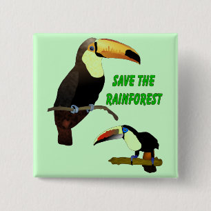 Tropische toucan vierkante button 5,1 cm