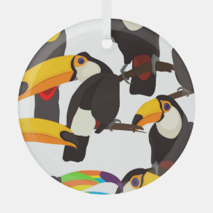 Tropische Toucan Vogels  Patroon Glas Ornament