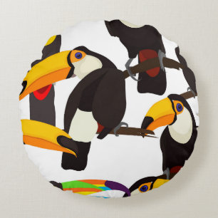 Tropische Toucan Vogels Patroon Rond Kussen