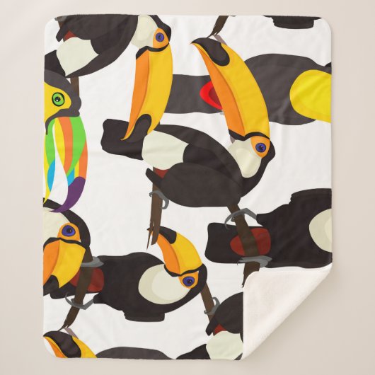 Tropische Toucan Vogels  Patroon Sherpa Deken (Voorkant)
