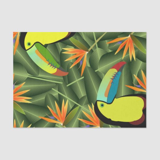 Tropische Toucans & Birds of Paradise Flowers Tissuepapier (Voorkant)