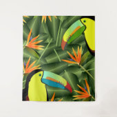 Tropische Toucans & Birds of Paradise Flowers Wandkleed (Voorkant)
