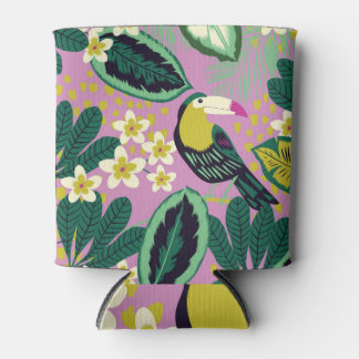 Tropische Toucans: bloemenpatroon Blikjeskoeler